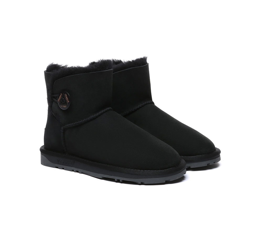 UGG EVERAU® UGG Boots Double Faced Sheepskin Wool Ankle Mini Button - UGG EXPRESS