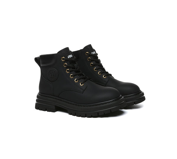 EVERAU® Women Leather Chunky Boots Stephanie