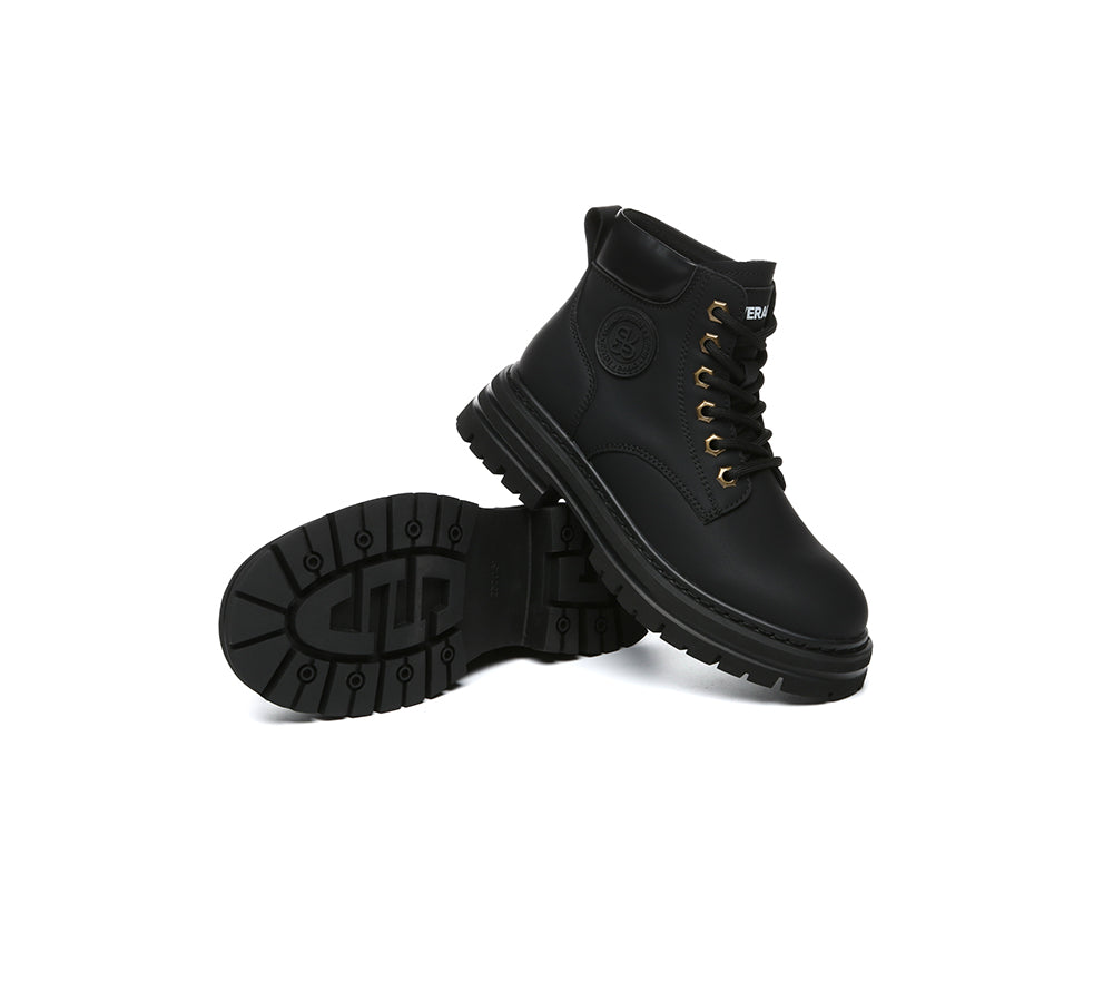 EVERAU® Women Leather Chunky Boots Stephanie