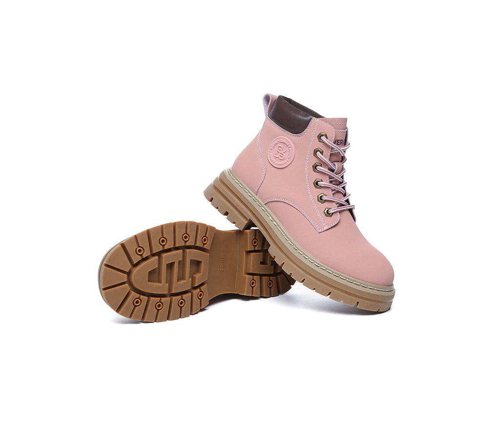 EVERAU® Women Leather Chunky Boots Stephanie