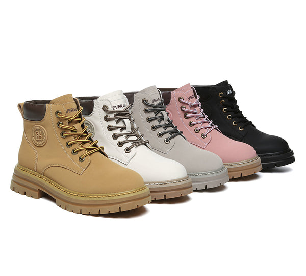 EVERAU® Women Leather Chunky Boots Stephanie