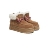 UGG Boots Women Sheepskin Wool Lace Up Ankle Platform Honour