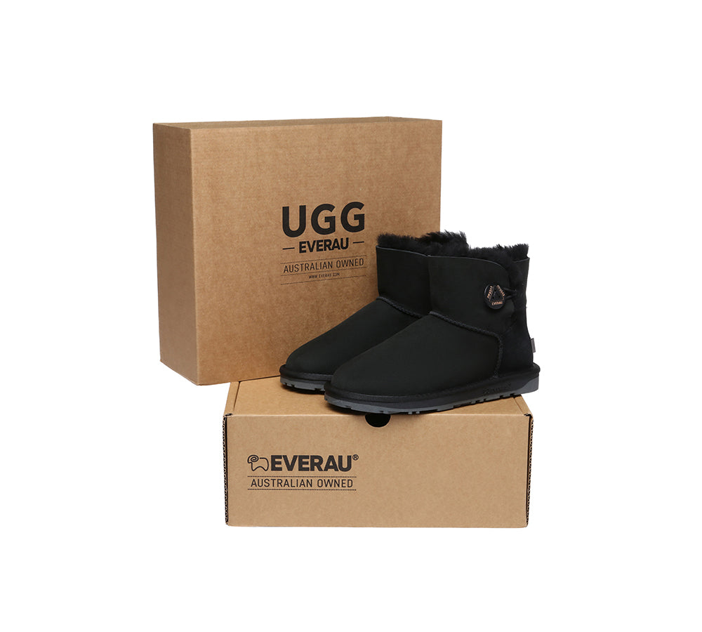 UGG EVERAU® UGG Boots Double Faced Sheepskin Wool Ankle Mini Button - UGG EXPRESS