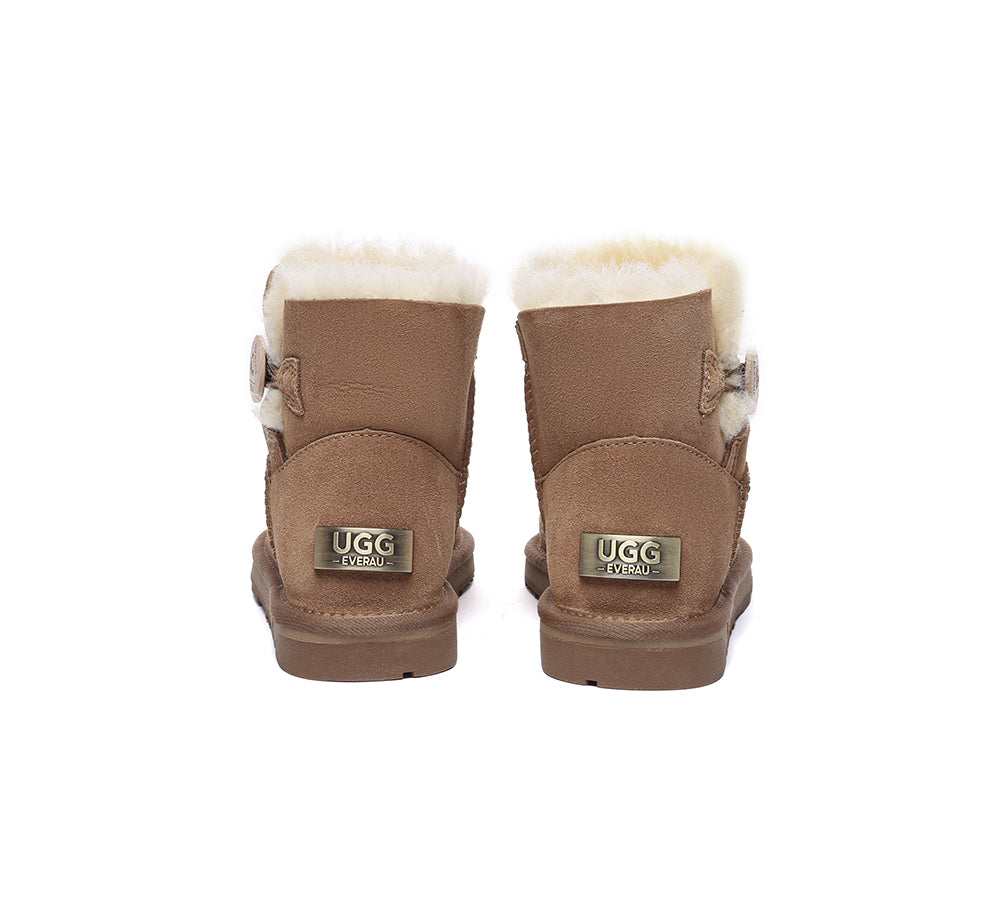 UGG EVERAU® UGG Boots Double Faced Sheepskin Wool Ankle Mini Button - UGG EXPRESS