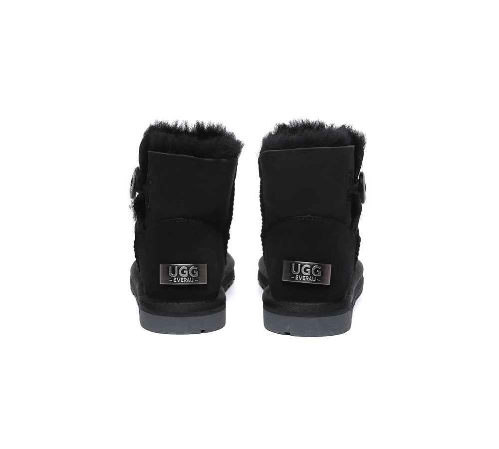 UGG EVERAU® UGG Boots Double Faced Sheepskin Wool Ankle Mini Button - UGG EXPRESS