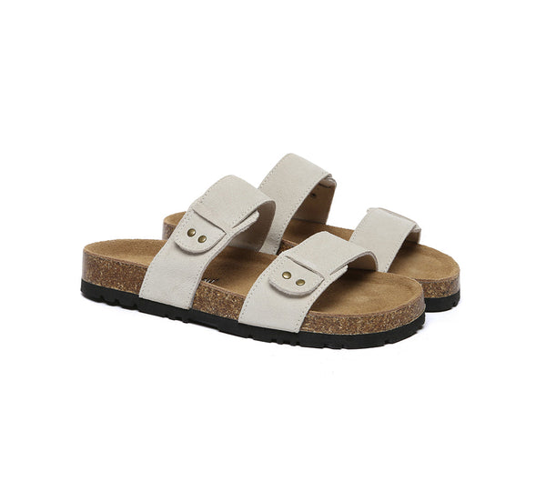 EVERAU?? Double Straps Embossed Slip-on Summer Sandal Slides Aurelia - UGG EXPRESS