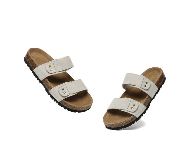 EVERAU?? Double Straps Embossed Slip-on Summer Sandal Slides Aurelia - UGG EXPRESS