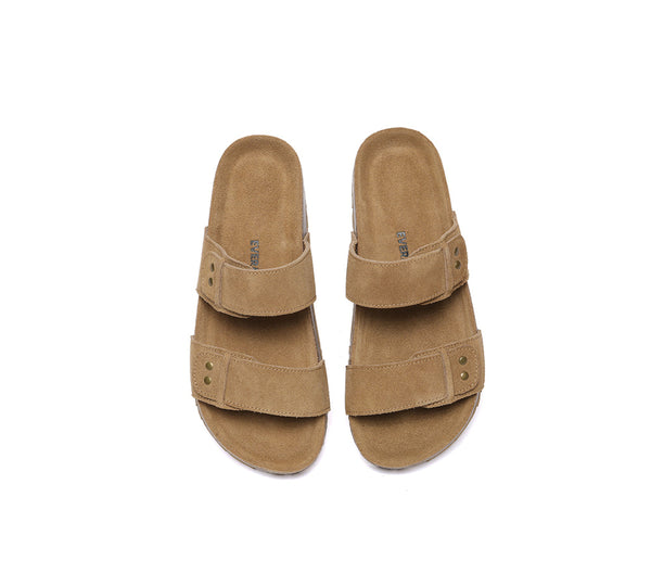 EVERAU?? Double Straps Embossed Slip-on Summer Sandal Slides Aurelia - UGG EXPRESS