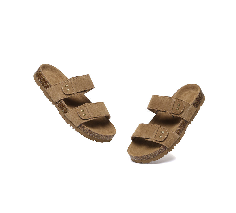 Double Straps Embossed Slip-on Summer Sandal Slides Aurelia