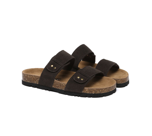 EVERAU?? Double Straps Embossed Slip-on Summer Sandal Slides Aurelia - UGG EXPRESS