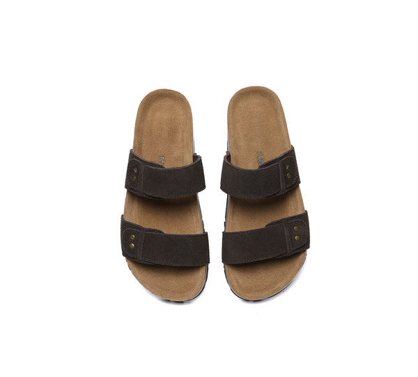 EVERAU?? Double Straps Embossed Slip-on Summer Sandal Slides Aurelia - UGG EXPRESS