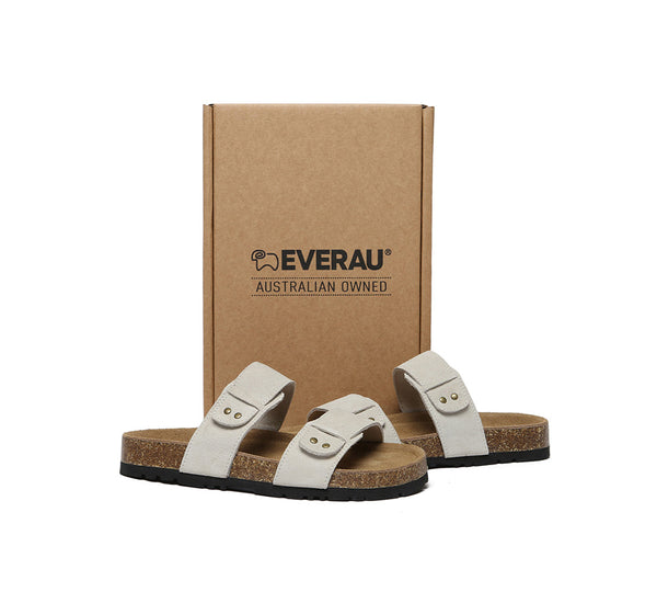 EVERAU?? Double Straps Embossed Slip-on Summer Sandal Slides Aurelia - UGG EXPRESS