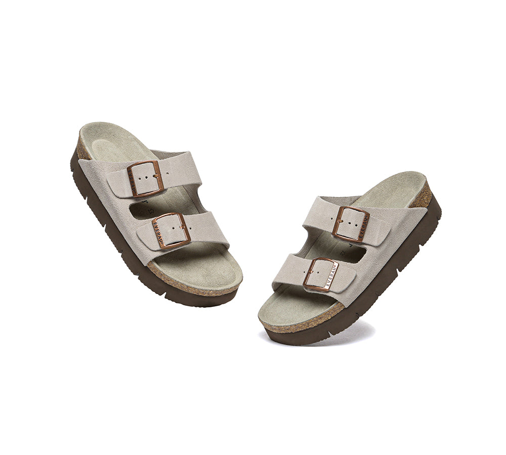 EVERAU® Adjustable Strap Embossed Slip-on Platform Summer Sandal Slides - UGG EXPRESS