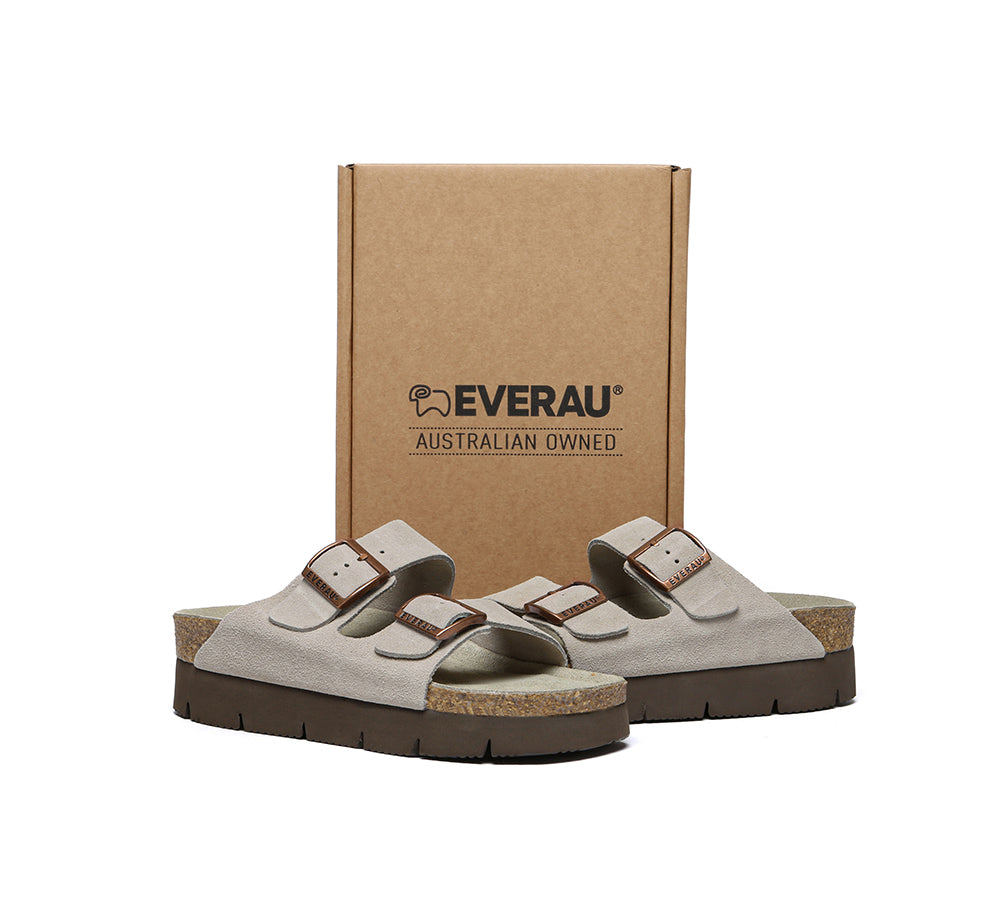 EVERAU® Adjustable Strap Embossed Slip-on Platform Summer Sandal Slides - UGG EXPRESS