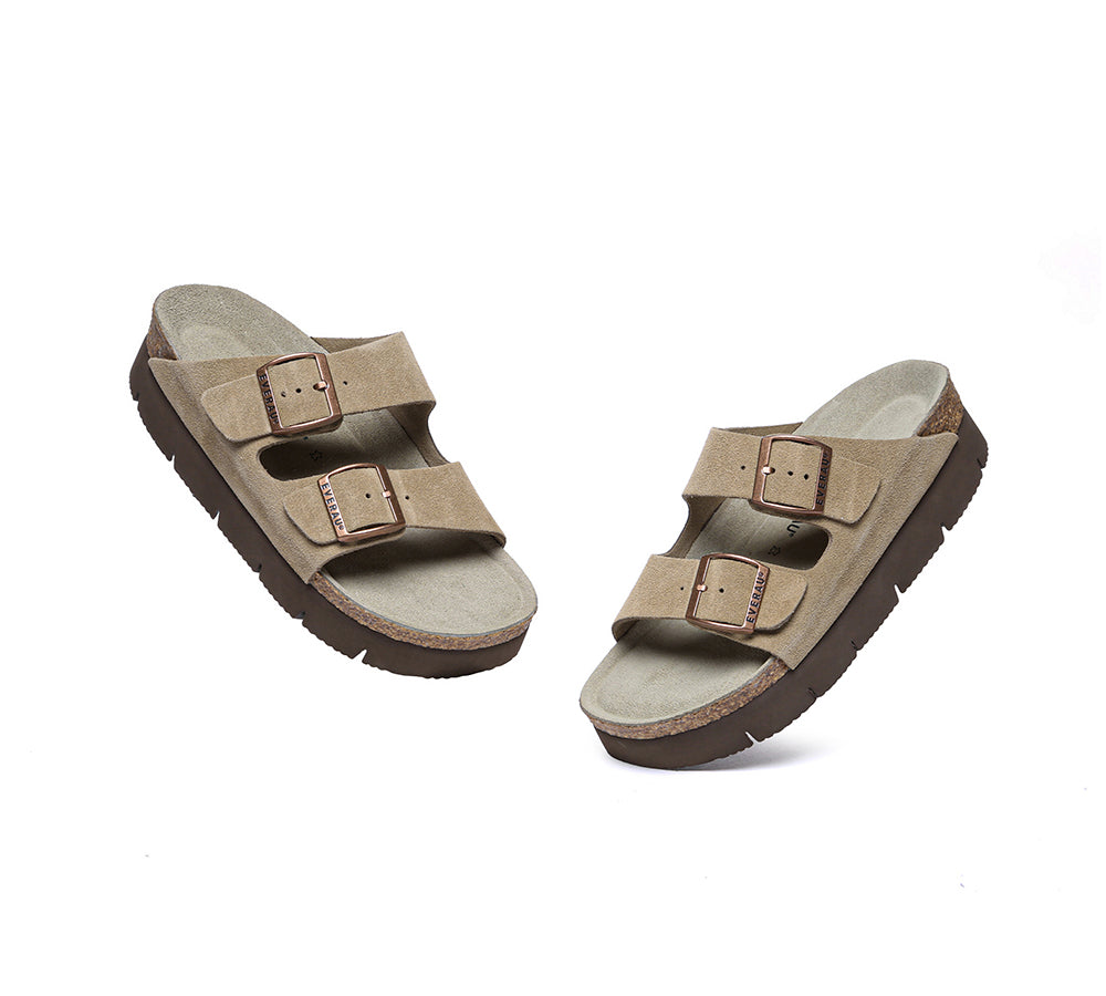 EVERAU® Adjustable Strap Embossed Slip-on Platform Summer Sandal Slides - UGG EXPRESS