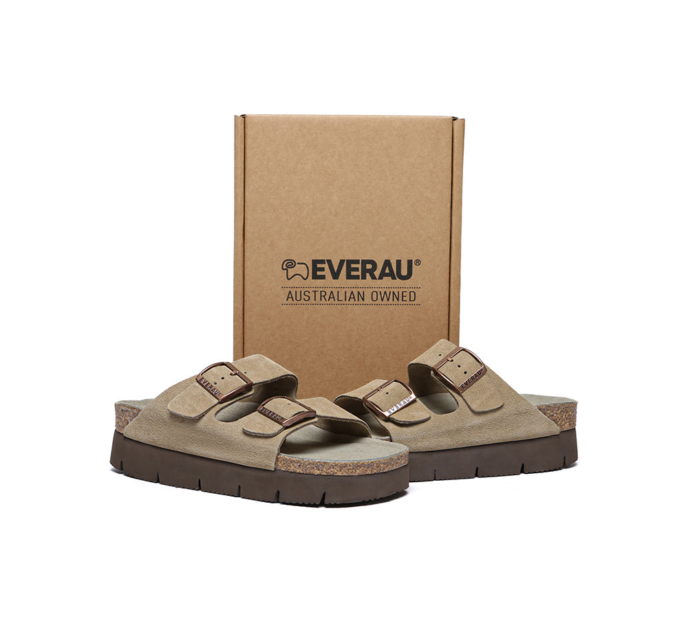 Adjustable Strap Embossed Slip-on Platform Summer Sandal Slides