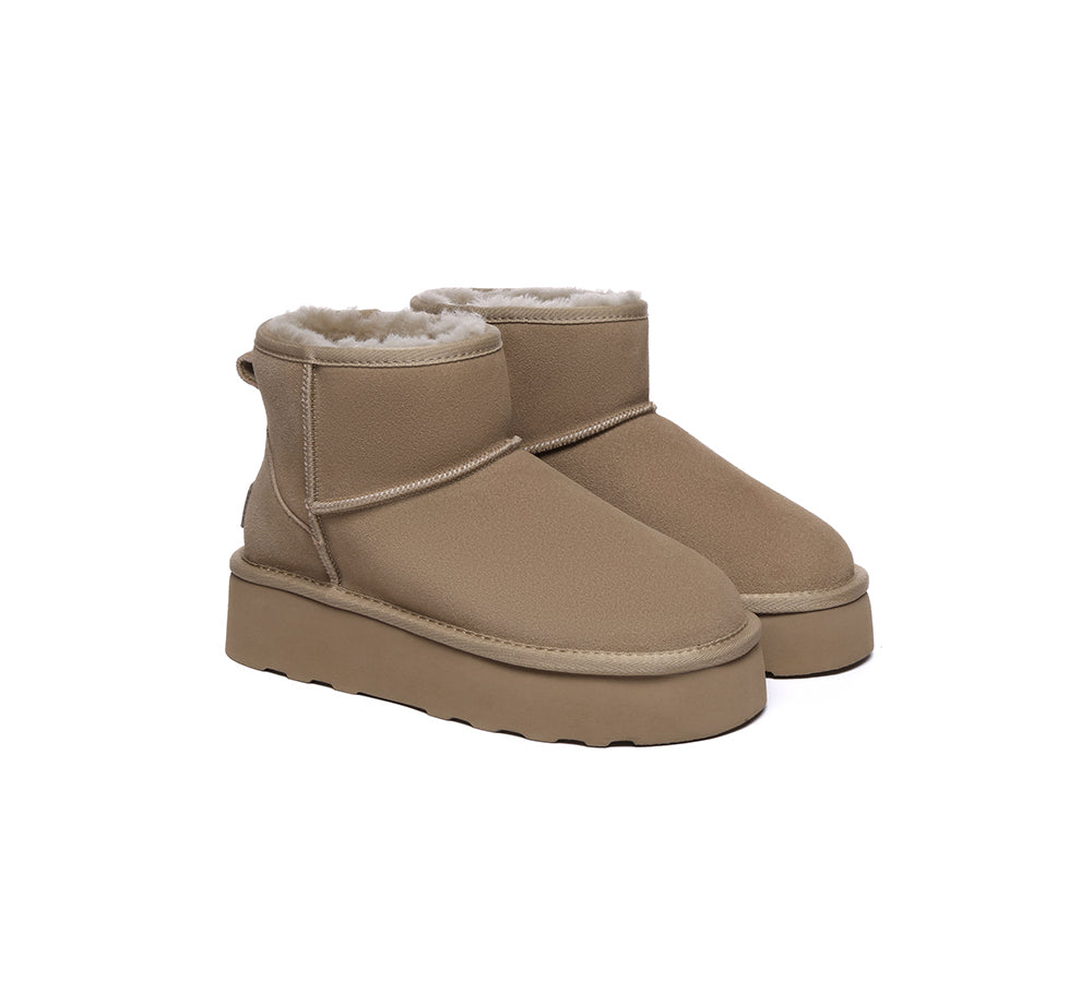 UGG Boots Sheepskin Wool Ultra Mini Ankle Platform Rommie