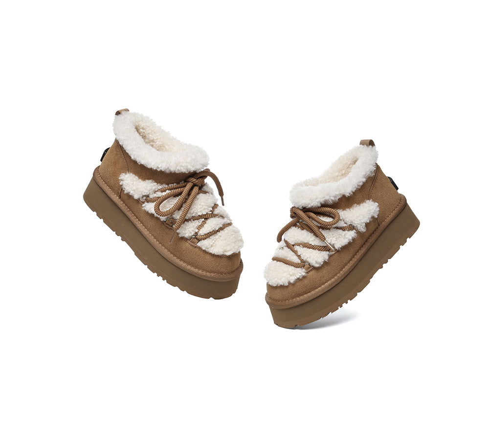 UGG Boots Women Sheepskin Wool Ankle Platform Mini Carmen