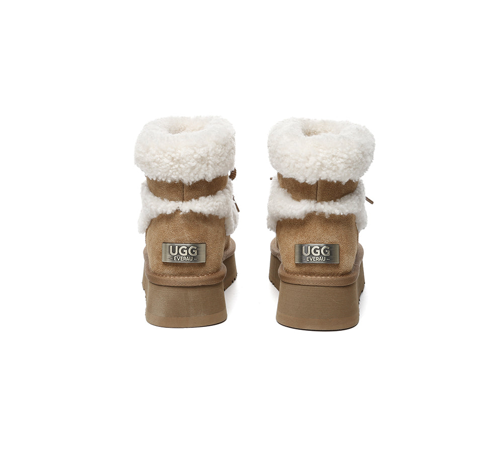 UGG Boots Women Sheepskin Wool Ankle Platform Short Carmen