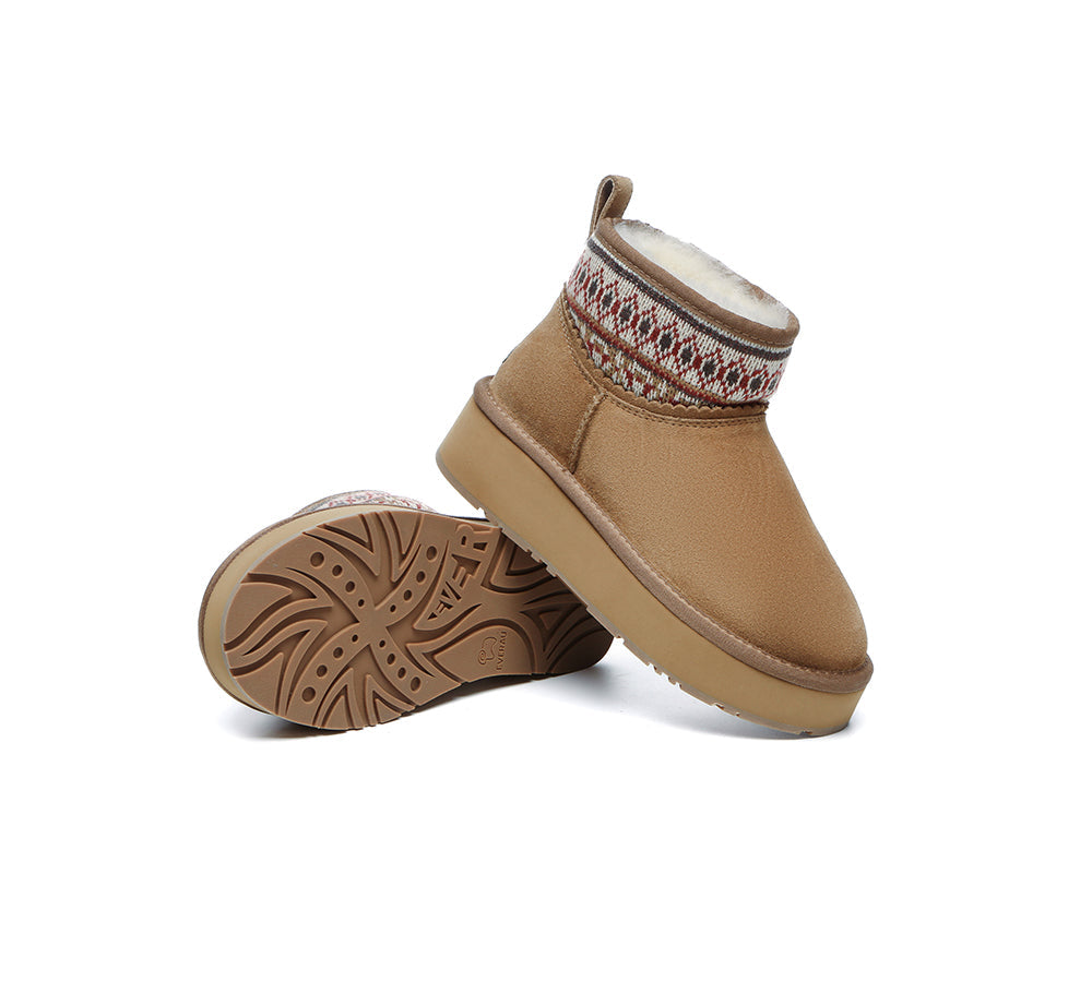 UGG Boots Sheepskin Wool Woven Ankle Platform Grantlee