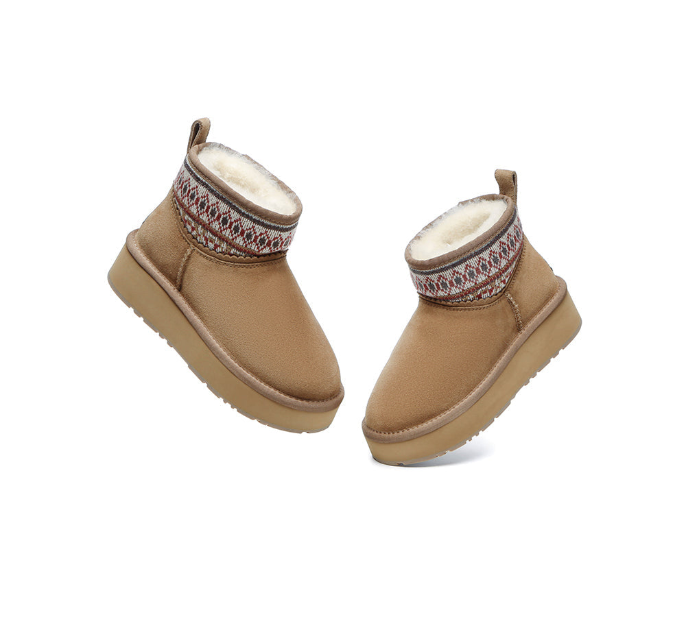 UGG Boots Sheepskin Wool Woven Ankle Platform Grantlee