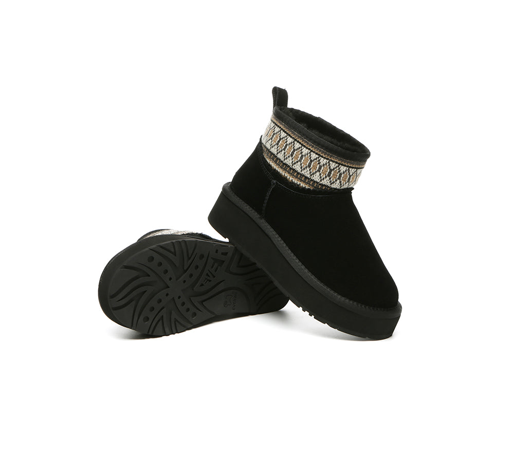 UGG Boots Sheepskin Wool Woven Ankle Platform Grantlee