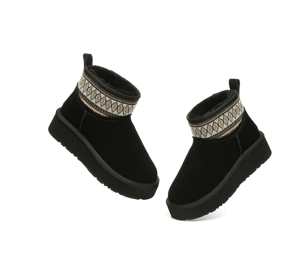 UGG Boots Sheepskin Wool Woven Ankle Platform Grantlee