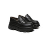 Women Leather Black Platform Chunky Loafers Evanna