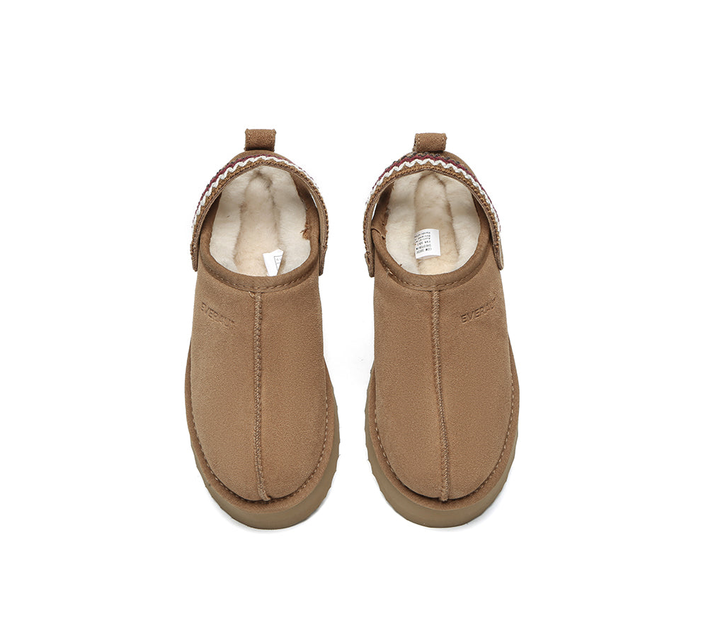 UGG Slippers Sheepskin Wool Slingback Kintted Platform Maeve