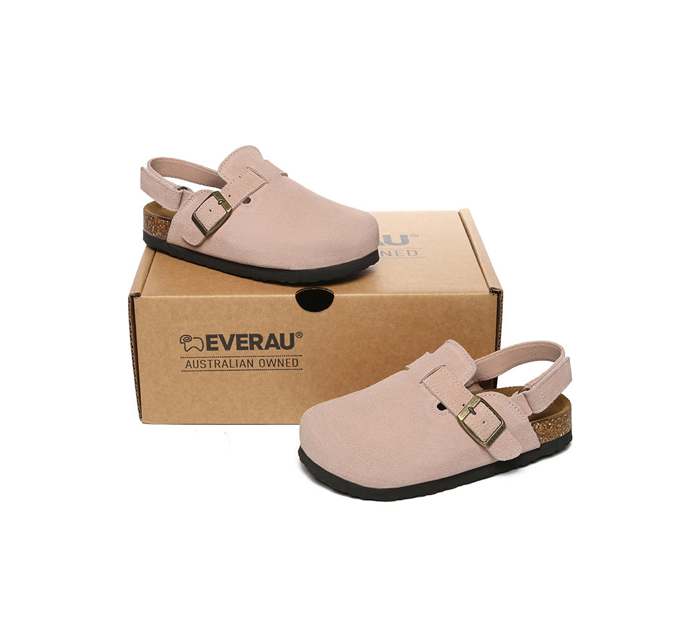 EVERAU® Kids Adjustable Buckle Straps Slingback Flat Clog Sandals - UGG Slides - Pink - AU Kids 11-12 / EU 29-32 - Uggoutlet