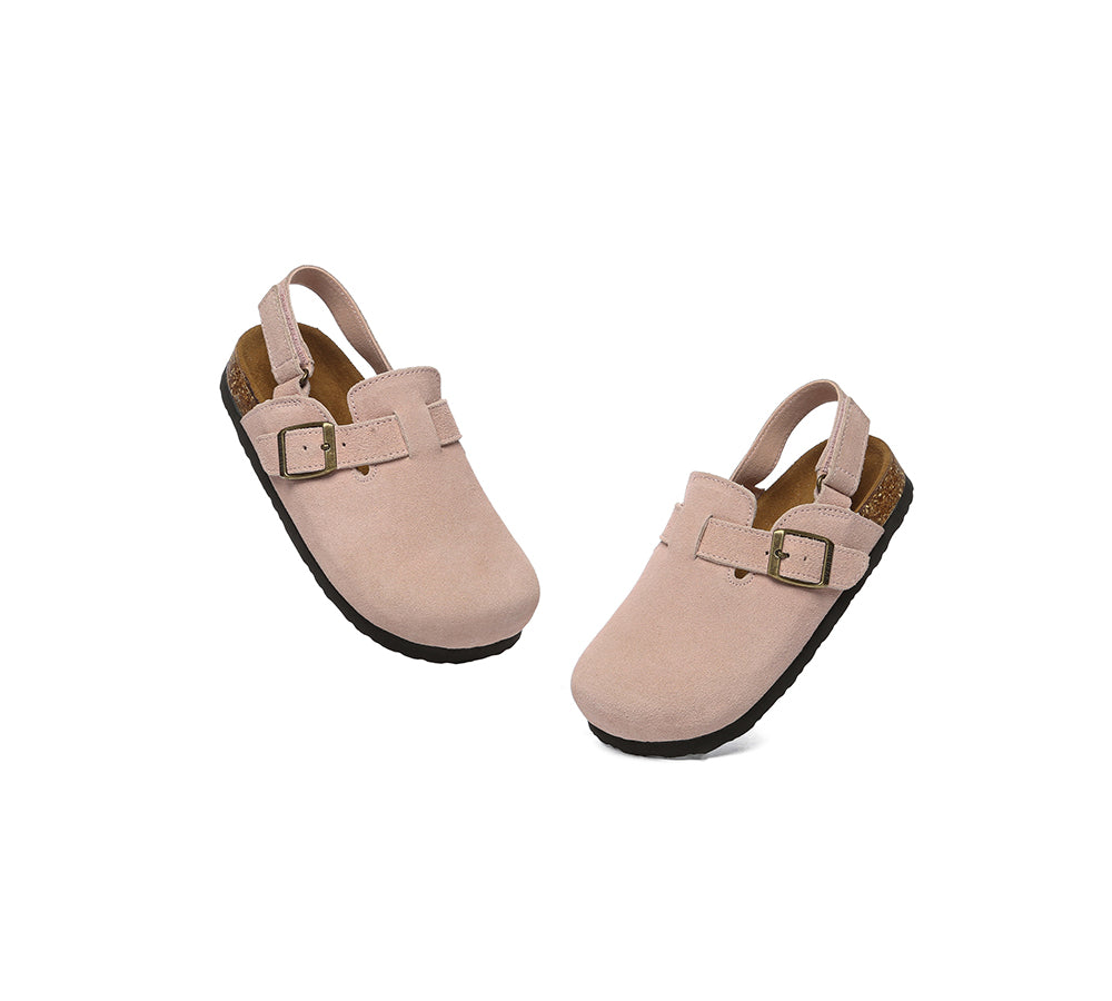 EVERAU® Kids Adjustable Buckle Straps Slingback Flat Clog Sandals - UGG Slides - Pink - AU Kids 11-12 / EU 29-32 - Uggoutlet