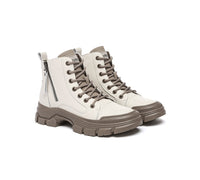 EVERAU® Women Leather Zipper Chunky Boots Lorrin