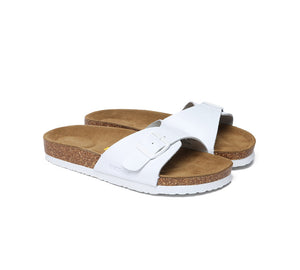 EVERAU® Leather Adjustable Embossed Summer Beach Charms Walk Sandal Slides - UGG EXPRESS