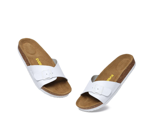 EVERAU?? Leather Adjustable Embossed Summer Beach Charms Walk Sandal Slides - UGG EXPRESS