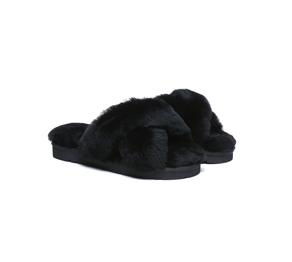 EVERAU® UGG Women Crossover Fluffy Slides Leanna - UGG EXPRESS