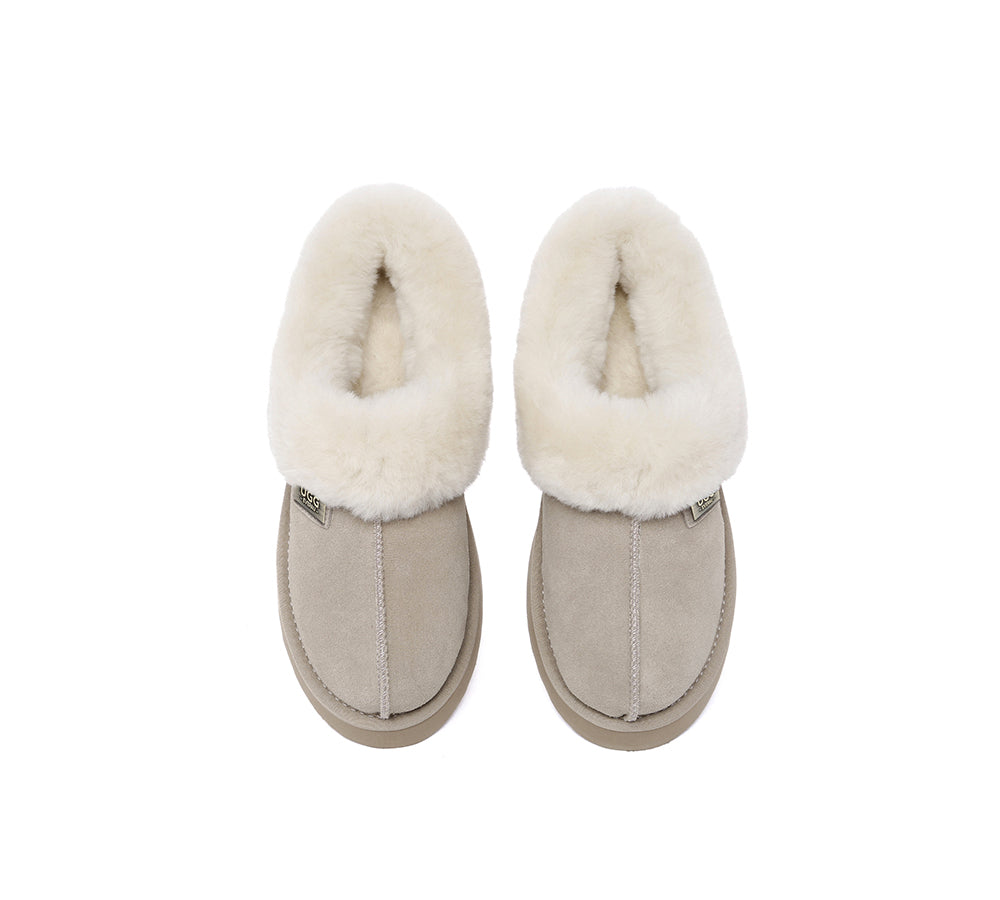 UGG Slippers Women Sheepskin Wool Collar Ankle Platform Ankle Booties Gabri