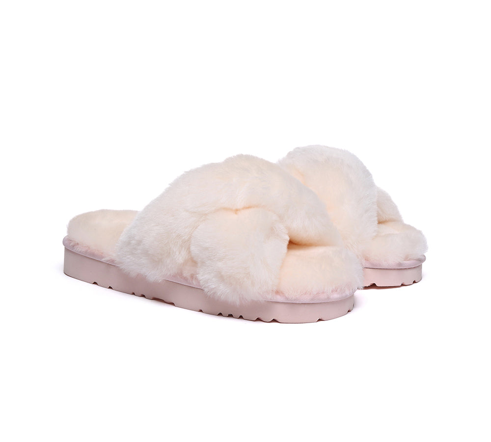 EVERAU® UGG Women Crossover Fluffy Slides Leanna - UGG EXPRESS