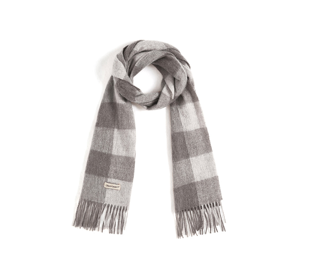 Urban UGG 100% Wool Plaid Pattern Check Scarf Zoe