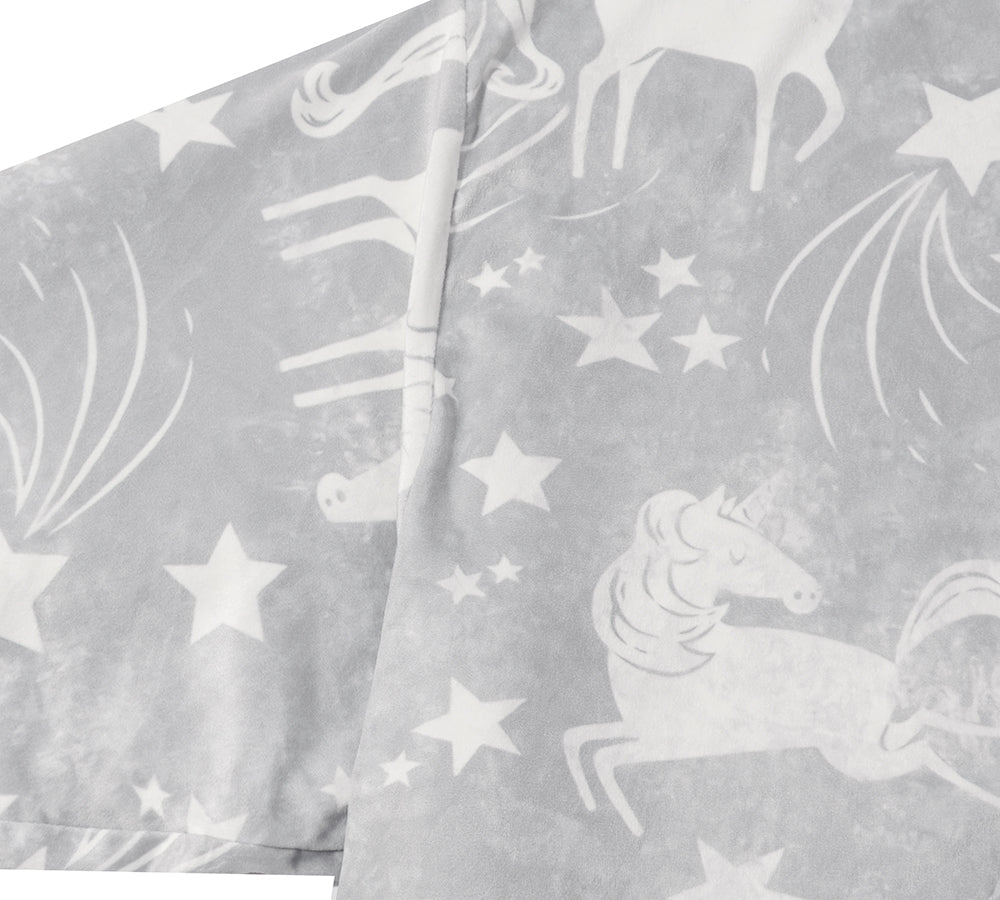 Apparel - Reversible Hoodie Blanket Unisex Grey Unicorn