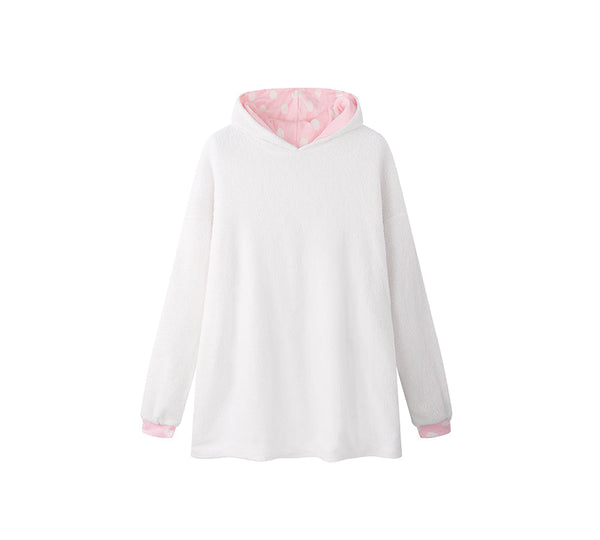 Apparel - Reversible Hoodie Blanket Unisex Pink Polka Dot