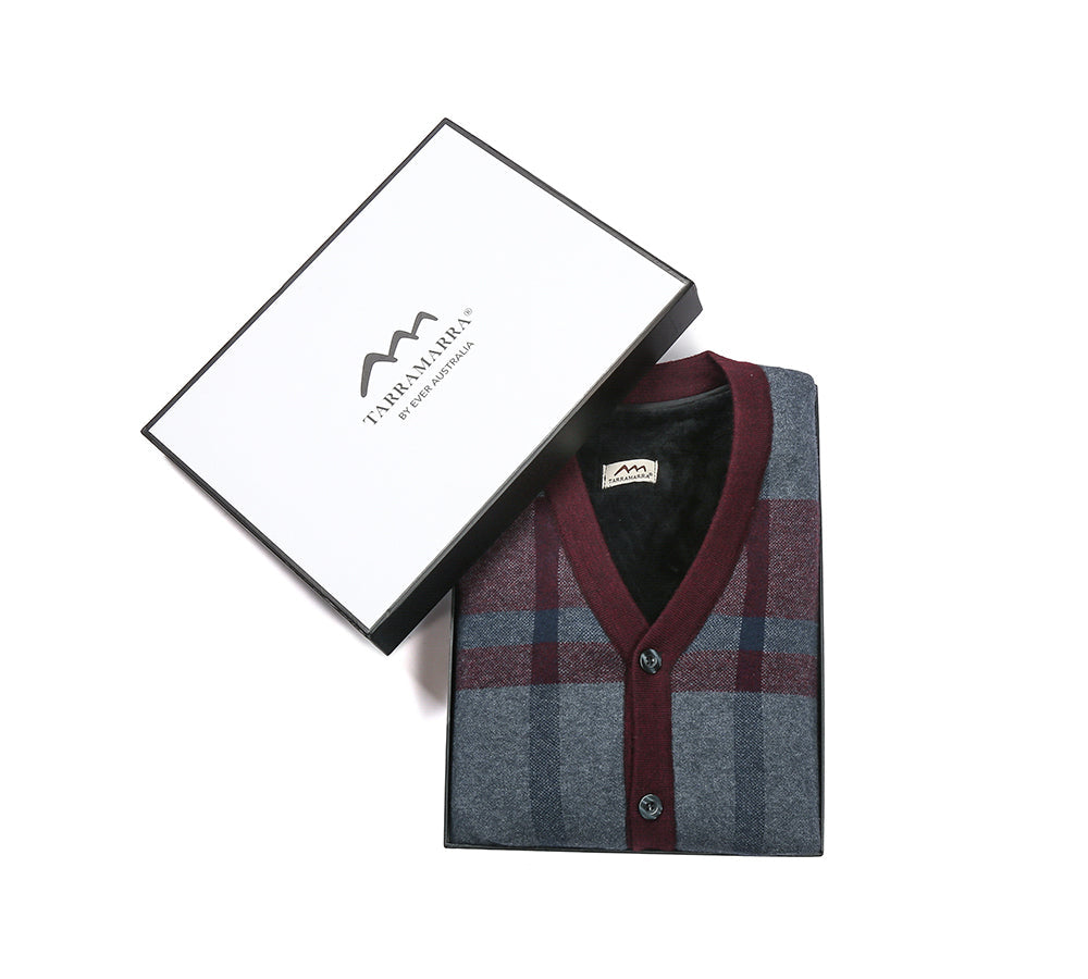 Apparel - TA Men Plaid Knitted Wool Vest Detachable Inner Fleece Lining