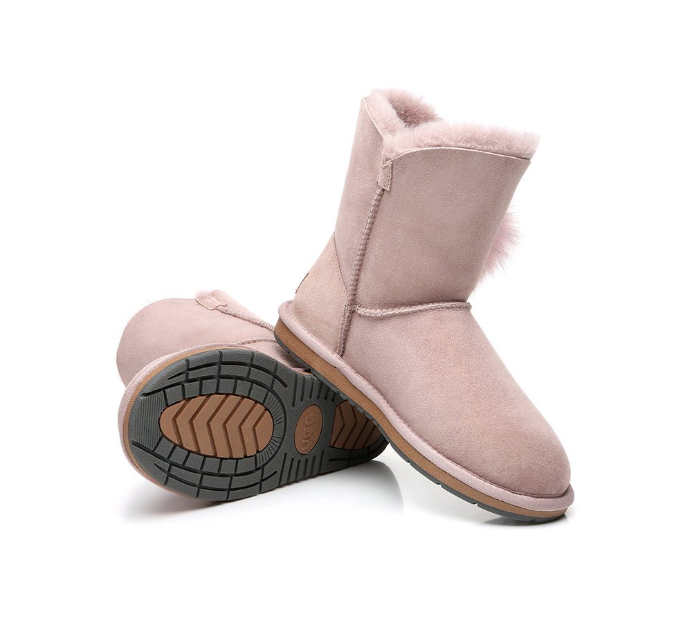 Blakely Ladies Short Pom Pom Boots - UGG Boots - Pink - AU Ladies 10 / AU Men 8 / EU 41 - Uggoutlet