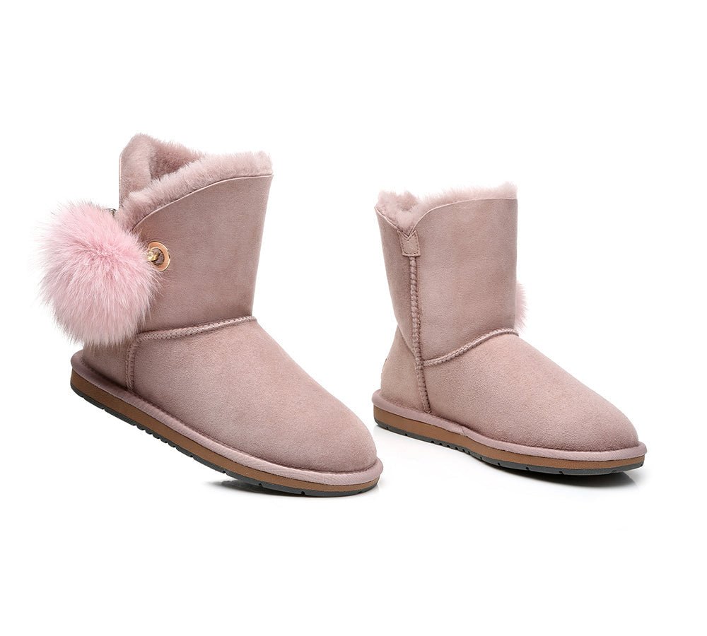 Blakely Ladies Short Pom Pom Boots - UGG Boots - Pink - AU Ladies 10 / AU Men 8 / EU 41 - Uggoutlet