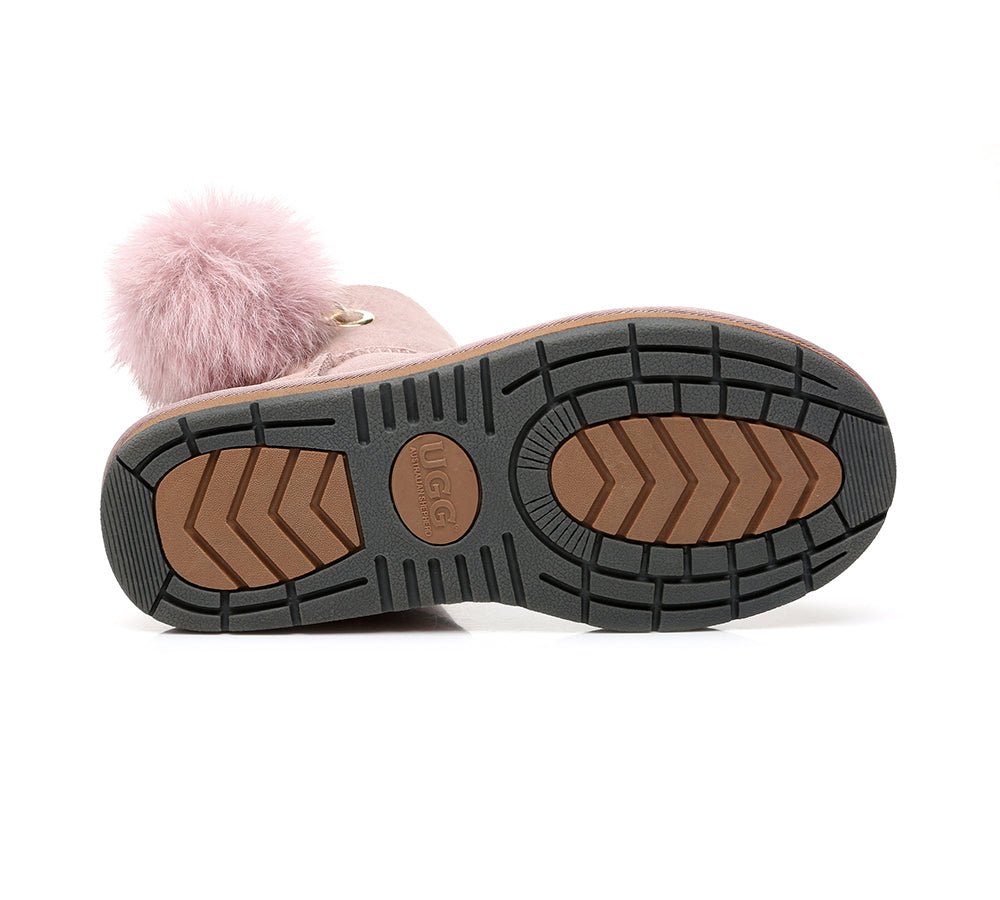 Blakely Ladies Short Pom Pom Boots - UGG Boots - Pink - AU Ladies 10 / AU Men 8 / EU 41 - Uggoutlet