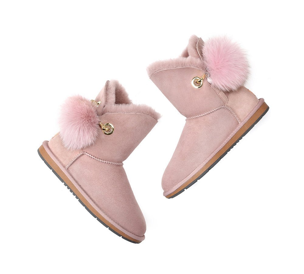 Blakely Ladies Short Pom Pom Boots - UGG Boots - Pink - AU Ladies 10 / AU Men 8 / EU 41 - Uggoutlet