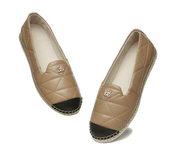 Espadrilles - Women Leather Slip-on Flat Espadrilles Evelyn