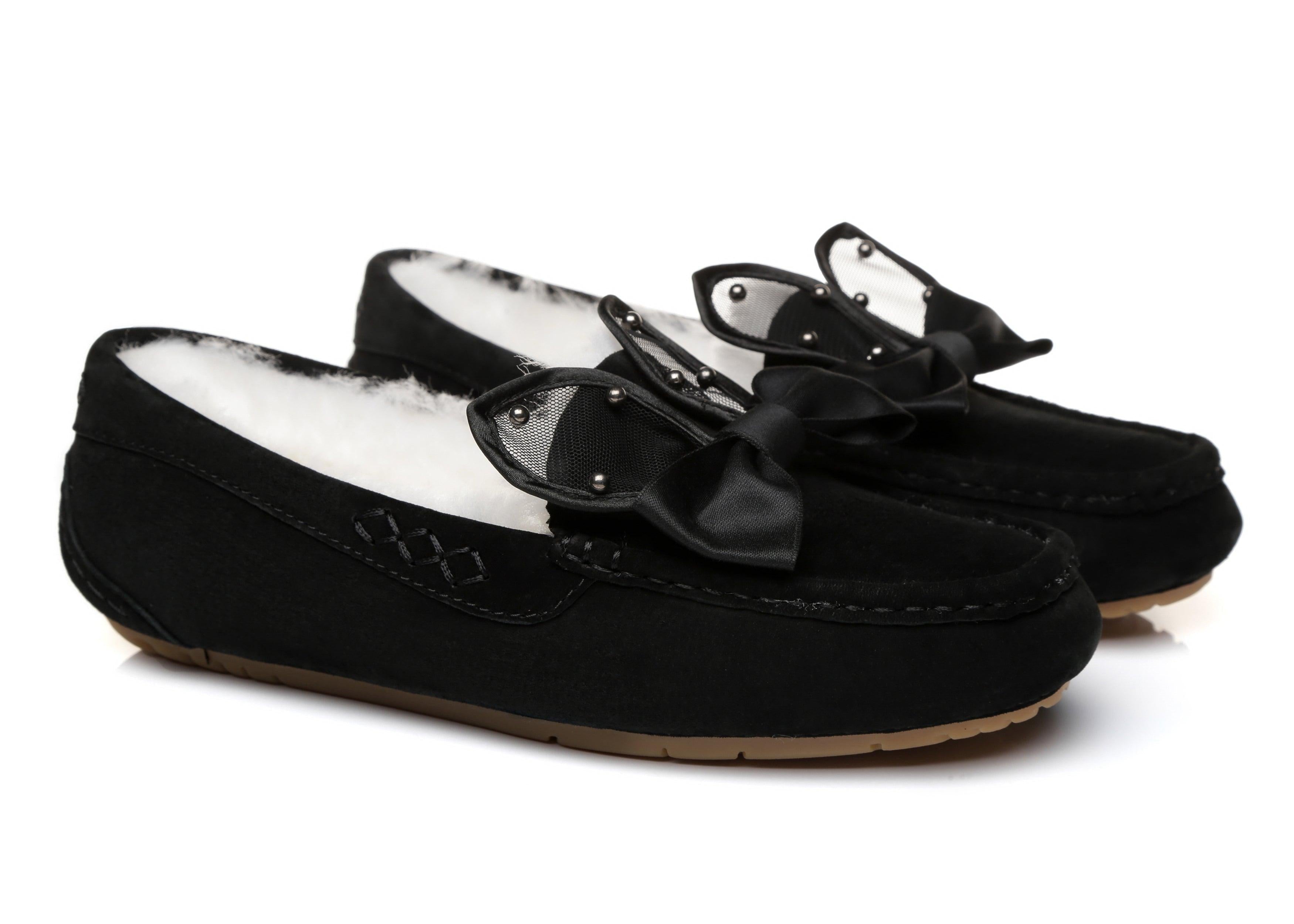 EVERAU® Casual Flats Women Wabbit Moccasin - Moccasins - Black - AU Ladies 4 / AU Men 2 / EU 35 - Uggoutlet