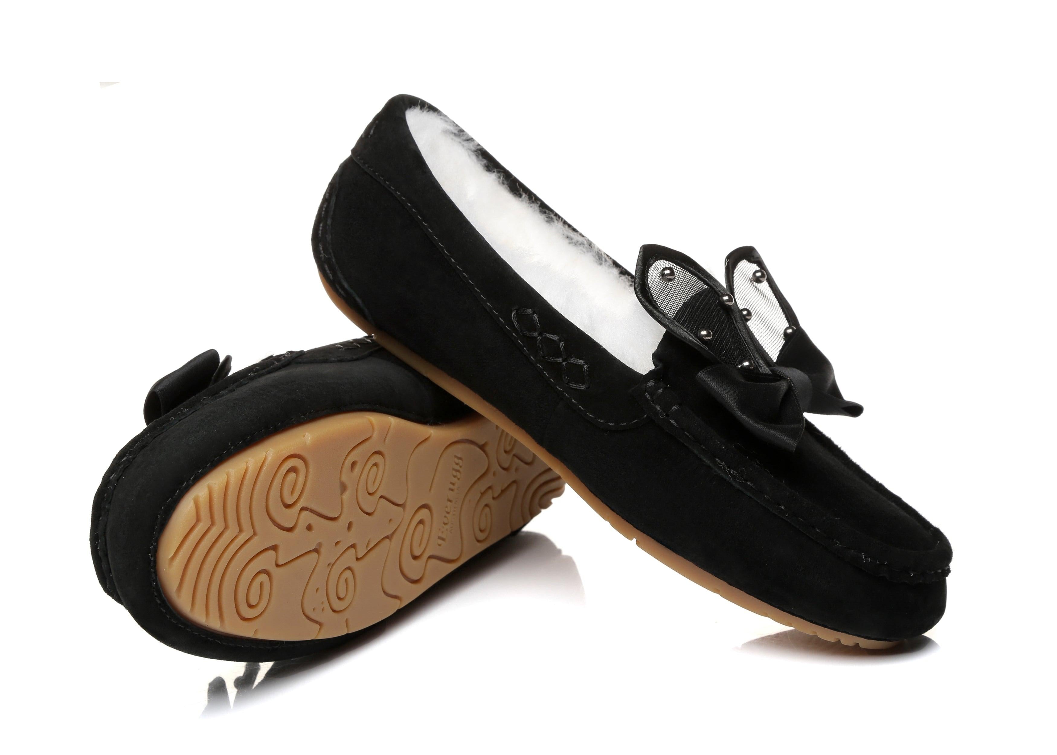 EVERAU® Casual Flats Women Wabbit Moccasin - Moccasins - Black - AU Ladies 4 / AU Men 2 / EU 35 - Uggoutlet