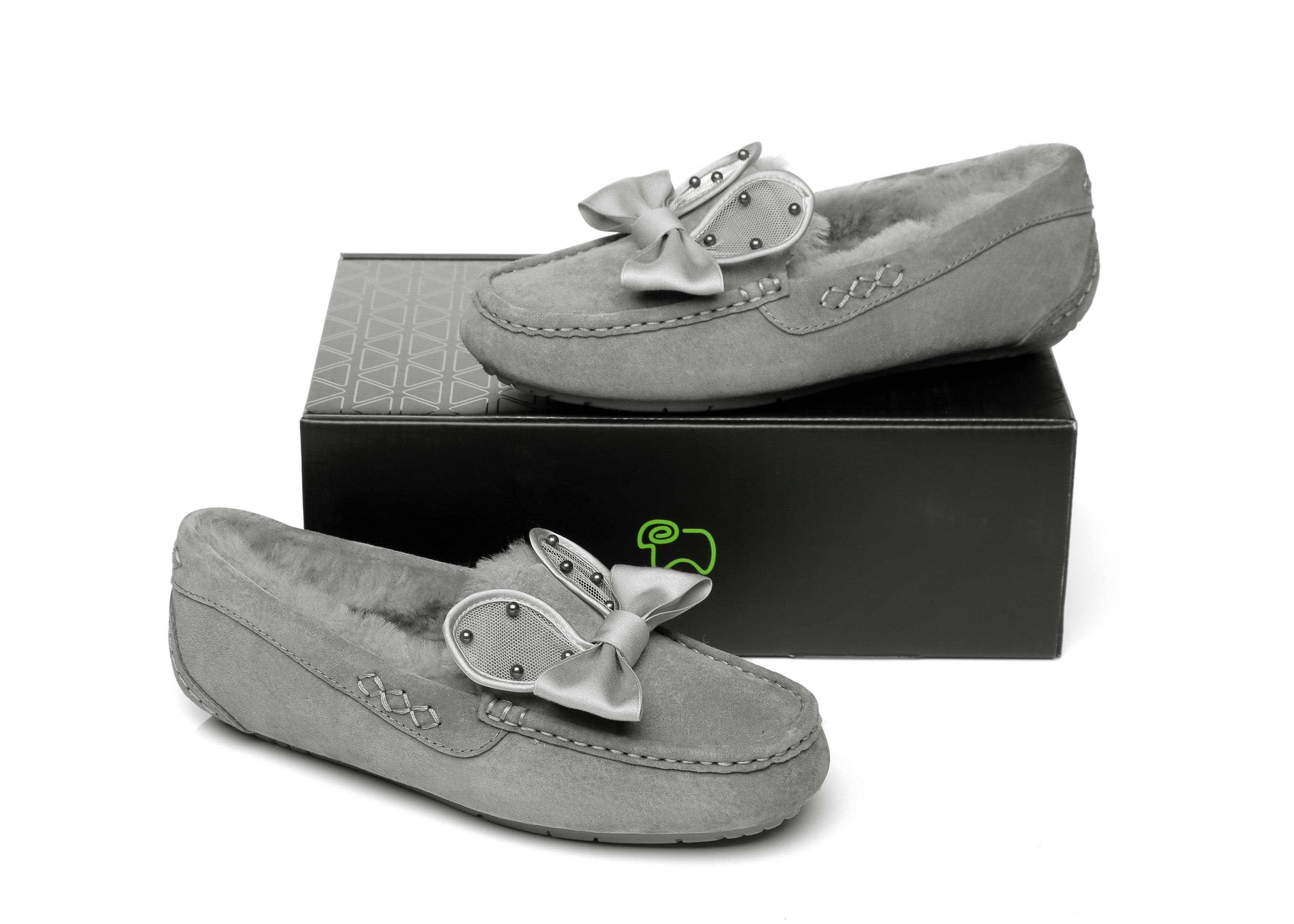 EVERAU® Casual Flats Women Wabbit Moccasin - Moccasins - Grey - AU Ladies 4 / AU Men 2 / EU 35 - Uggoutlet