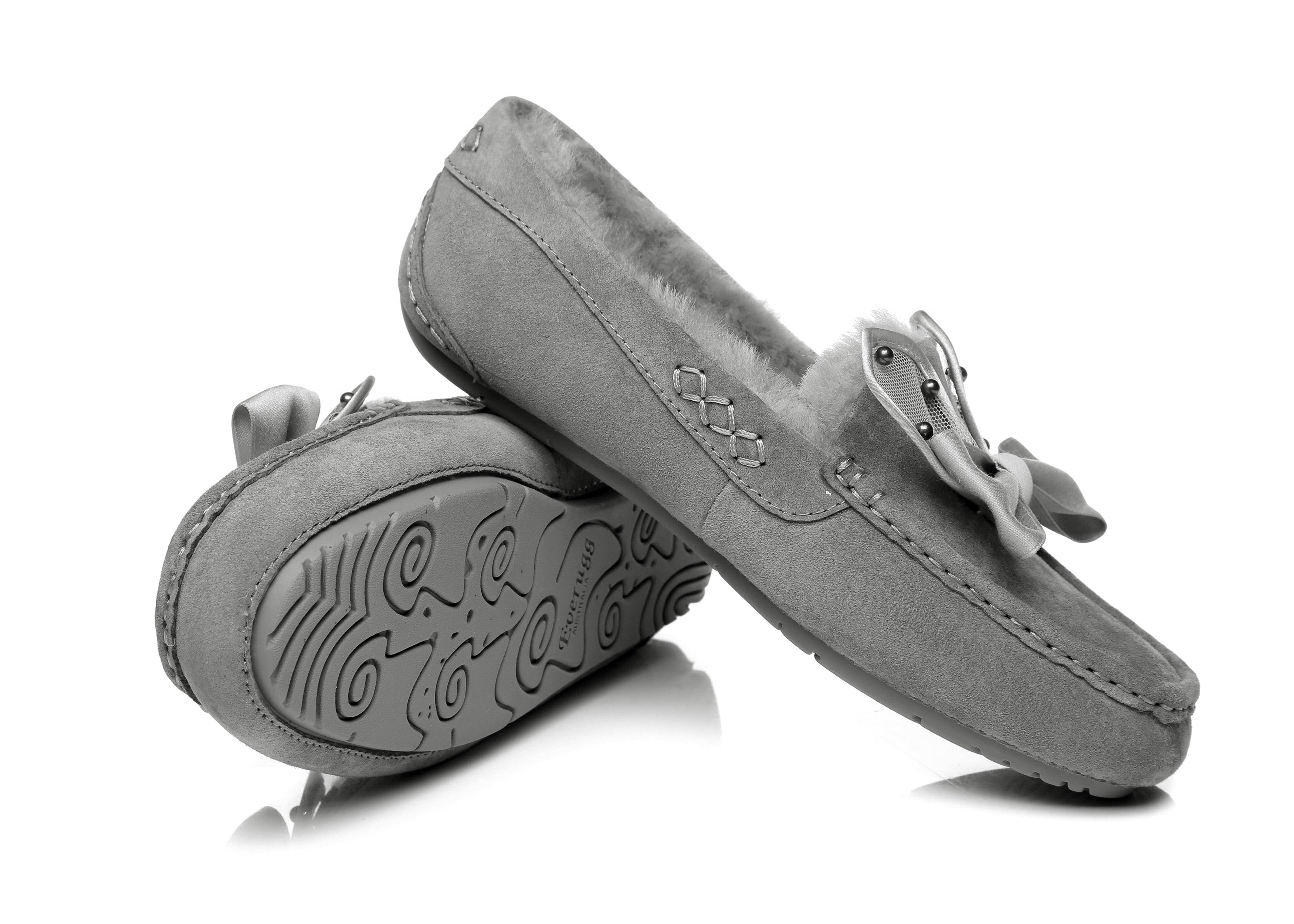 EVERAU® Casual Flats Women Wabbit Moccasin - Moccasins - Grey - AU Ladies 4 / AU Men 2 / EU 35 - Uggoutlet